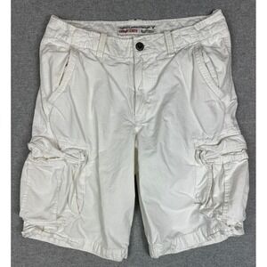 American Eagle Cargo Shorts Mens 34 White Ripstop Long Length Baggy Skate Grunge
